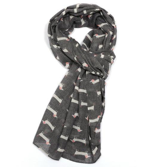 Sausage Dog Scarf - Charcoal