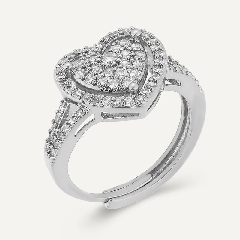 Cubic Zirconia Heart Adjustable Ring Cubic Zirconia Heart Adjustable Ring