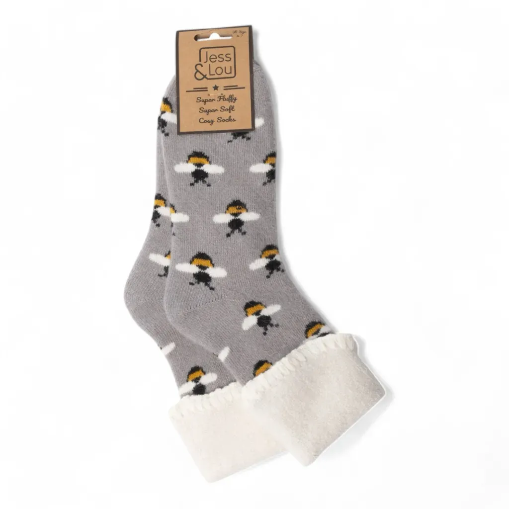 Grey Bee Cosy Cuff Socks Grey Bee Cosy Cuff Socks