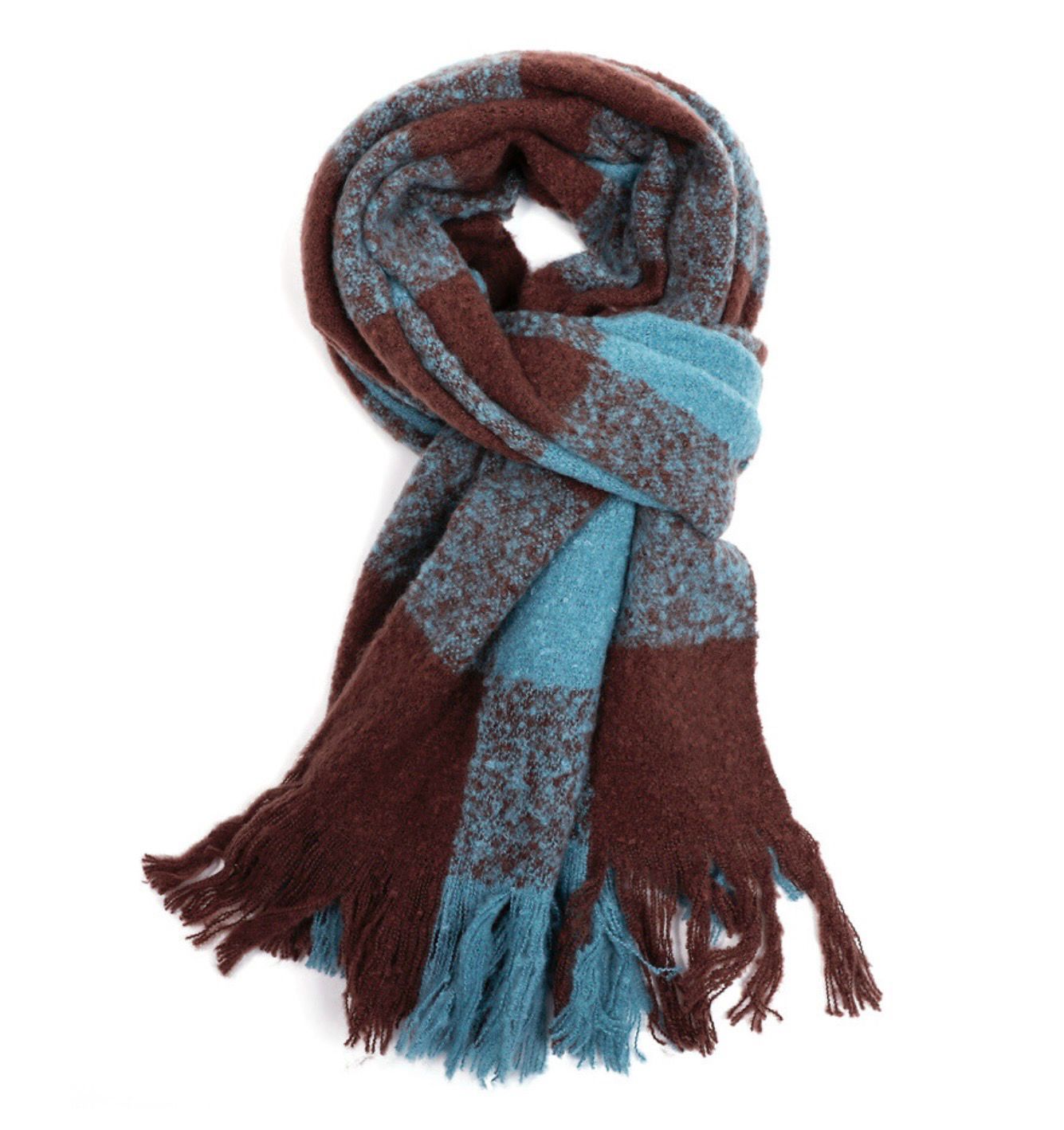 Chunky Teal And Brown Check