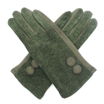Forest Green Button Gloves