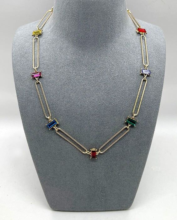 Multi Coloured Stone Contemporary Gold Necklace Multi Coloured Stone Contemporary Gold Necklace