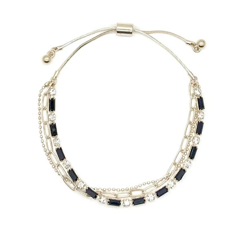 Black Stone Adjustable Bracelet Gold Black Stone Adjustable Bracelet Gold