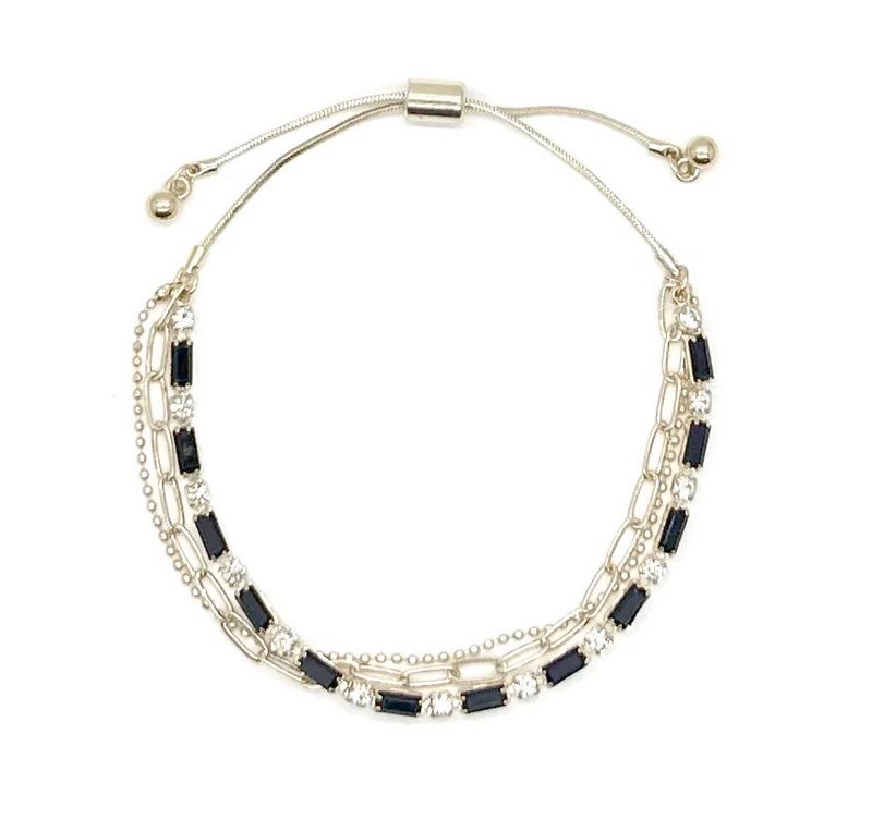 Black Stone Adjustable Bracelet Gold Black Stone Adjustable Bracelet Gold