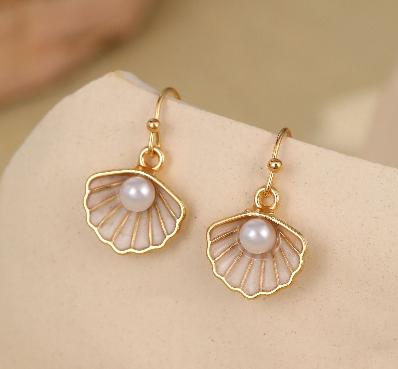 Gold Shell Drop Earrings Gold Shell Drop Earrings