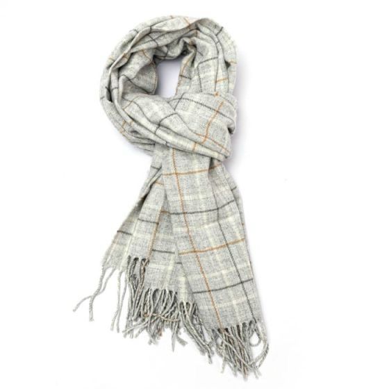 Medium Weight Grey Check Scarf
