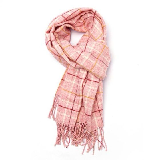 Medium Weight Pink Check Scarf Medium Weight Pink Check Scarf