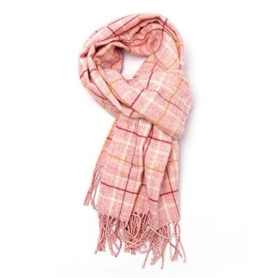 Medium Weight Pink Check Scarf