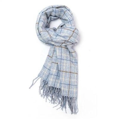 Medium Weight Blue Check Scarf
