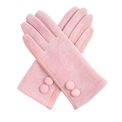 Pink Button Gloves
