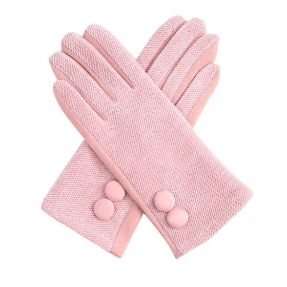 Pink Button Gloves