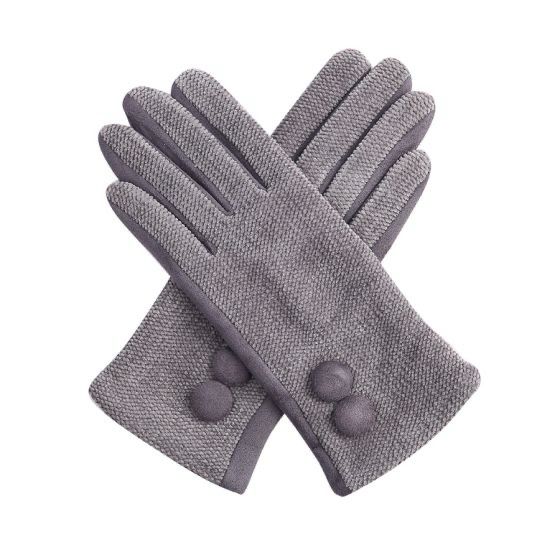 Grey Button Gloves