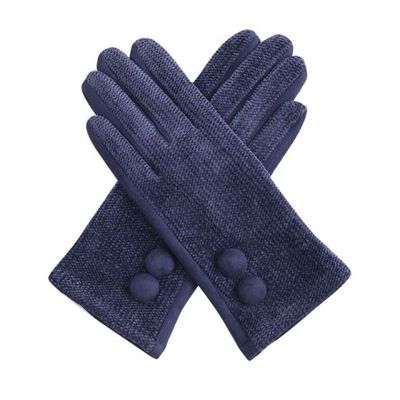 Navy Button Gloves Navy Button Gloves