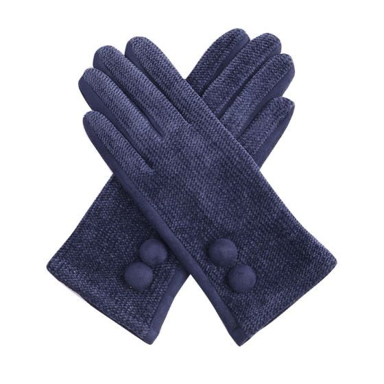 Navy Button Gloves