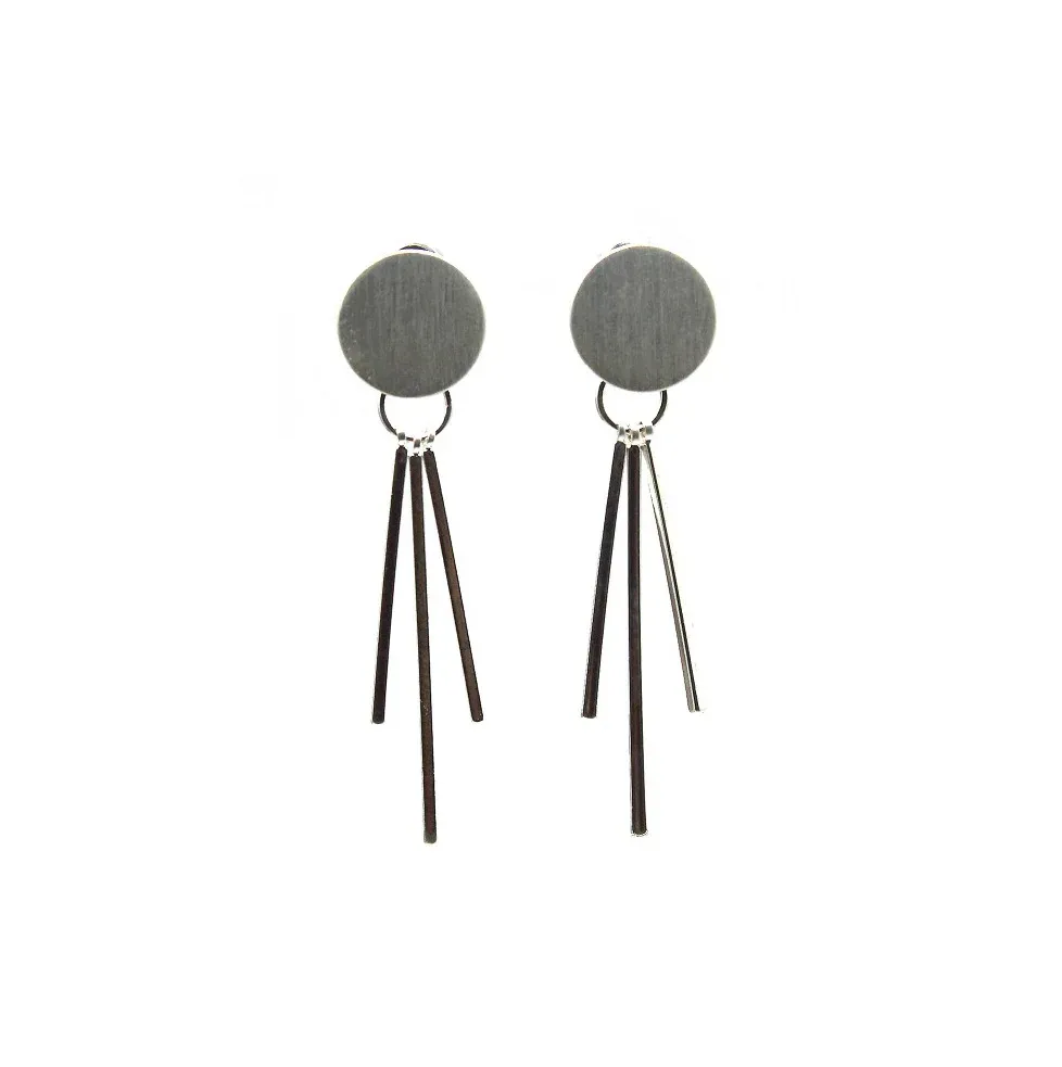Brushed Metal Drop Earrings - Silver Brushed Metal Drop Earrings - Silver