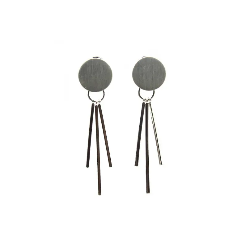 Brushed Metal Drop Earrings - Silver Brushed Metal Drop Earrings - Silver