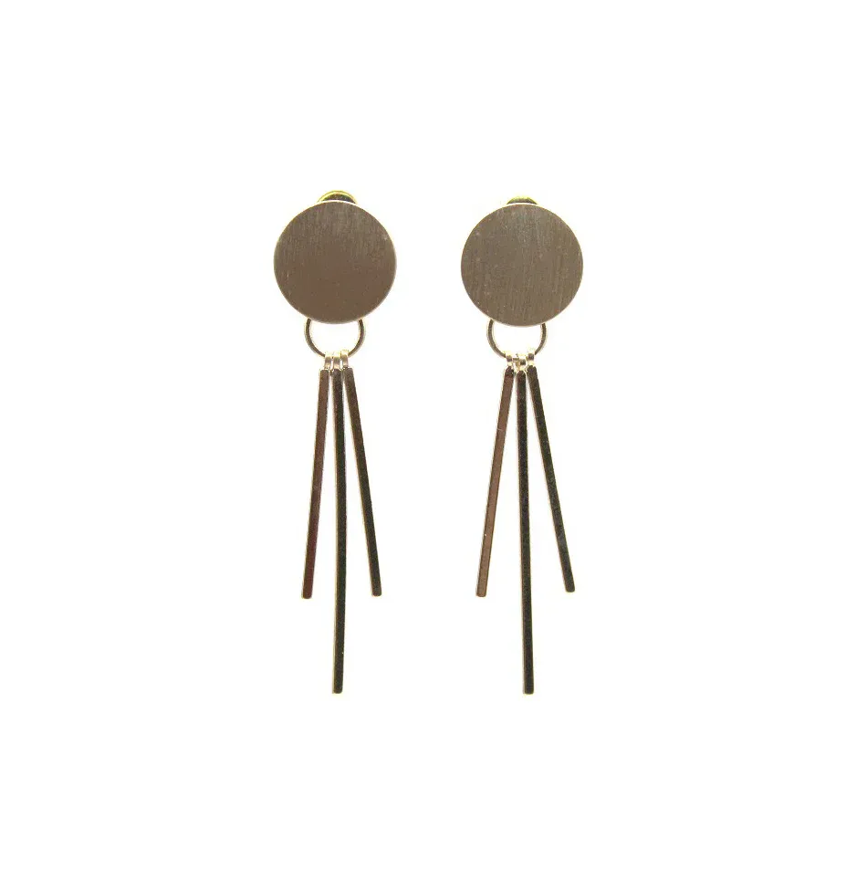 Brushed Metal Drop Earrings - Gold