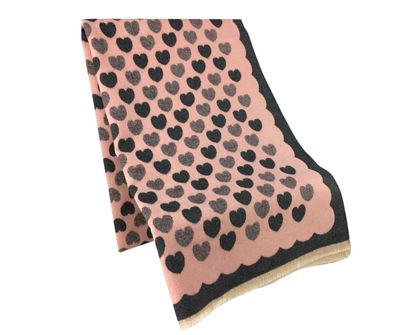 SPECIAL OFFER - Medium Weight Pink And Grey Heart Scarf SPECIAL OFFER - Medium Weight Pink And Grey Heart Scarf