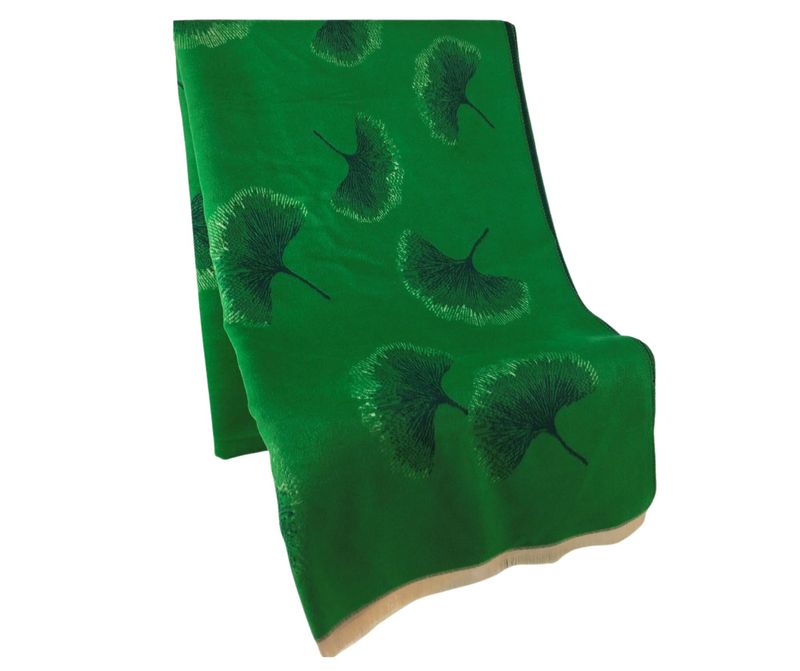 SPECIAL OFFER - Medium Weight Green Gingko Scarf