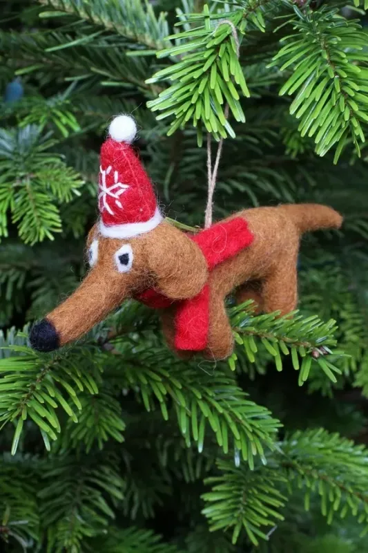Steven The Sausage Dog Wool Hanging Decoration