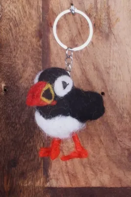 Hand Felted Paul The Puffin Keyring