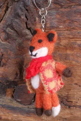 Hand Felted Mr Fox Keyring