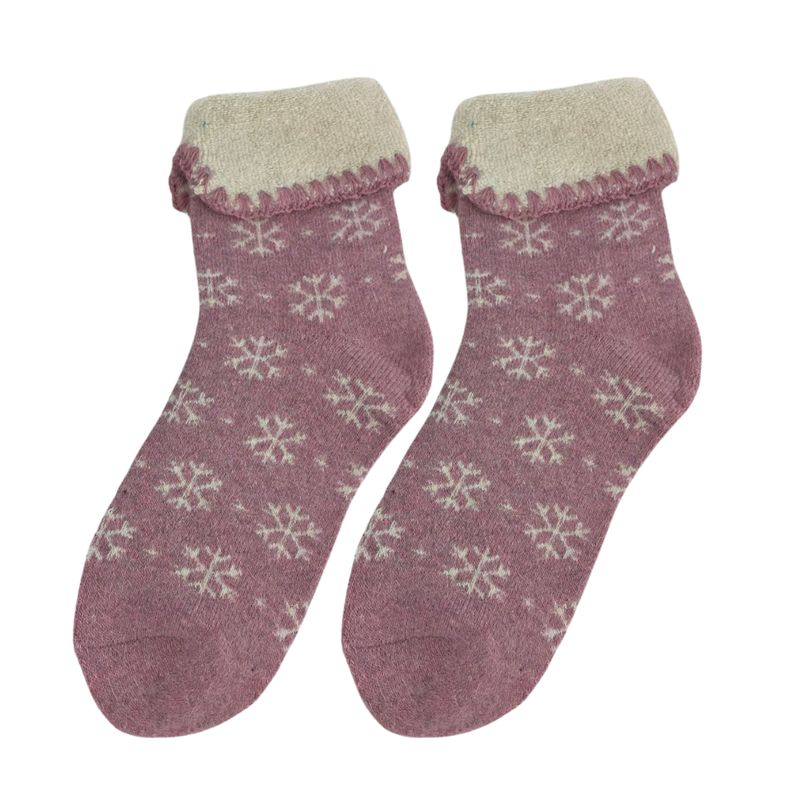 Pink Snowflake Cosy Cuff Socks Pink Snowflake Cosy Cuff Socks