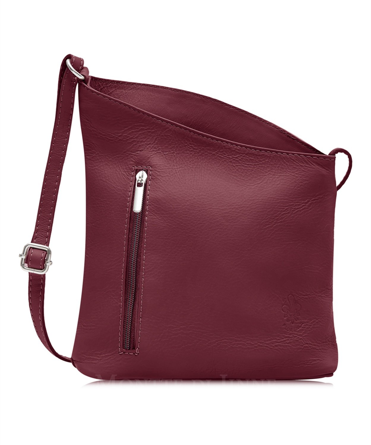 Berry Red Soft Leather Angled Shoulder Bag 