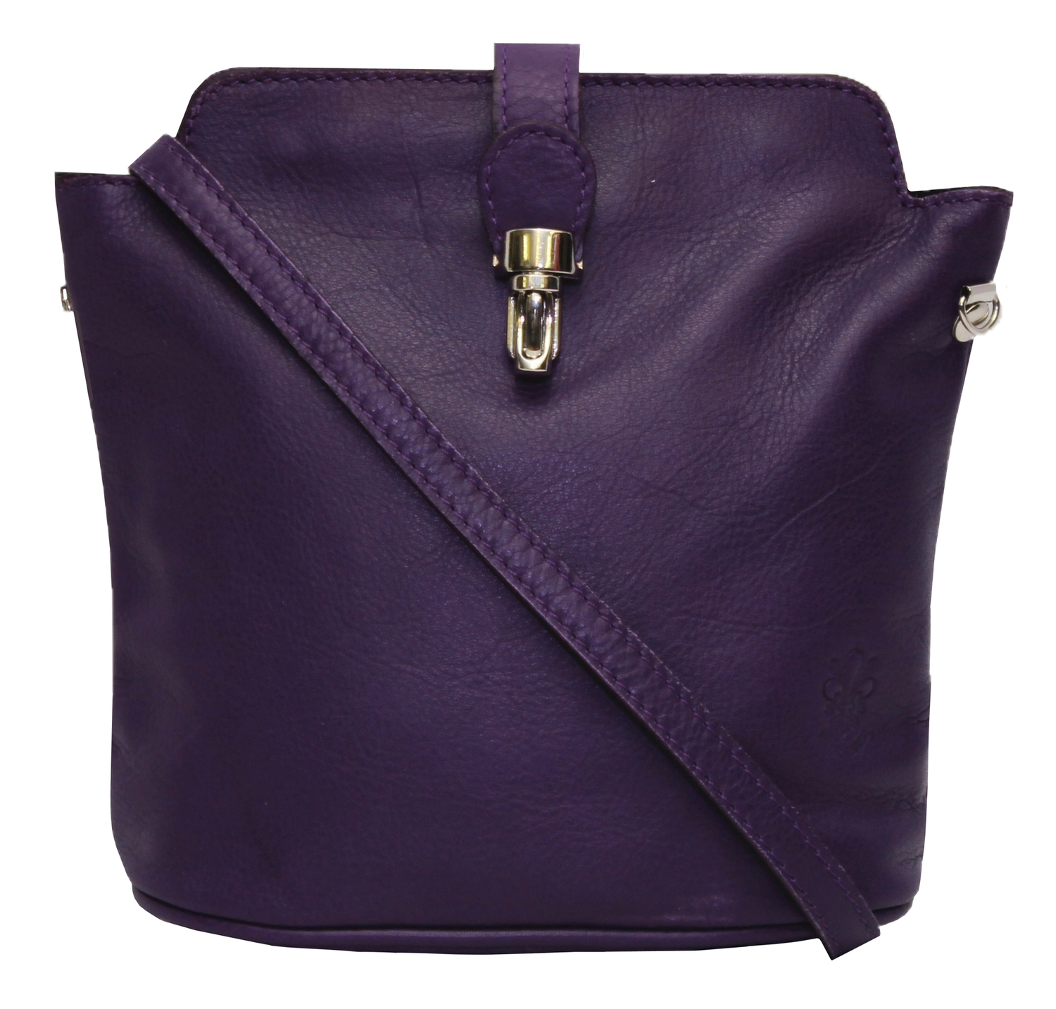 Purple Soft Leather Clip Bag 