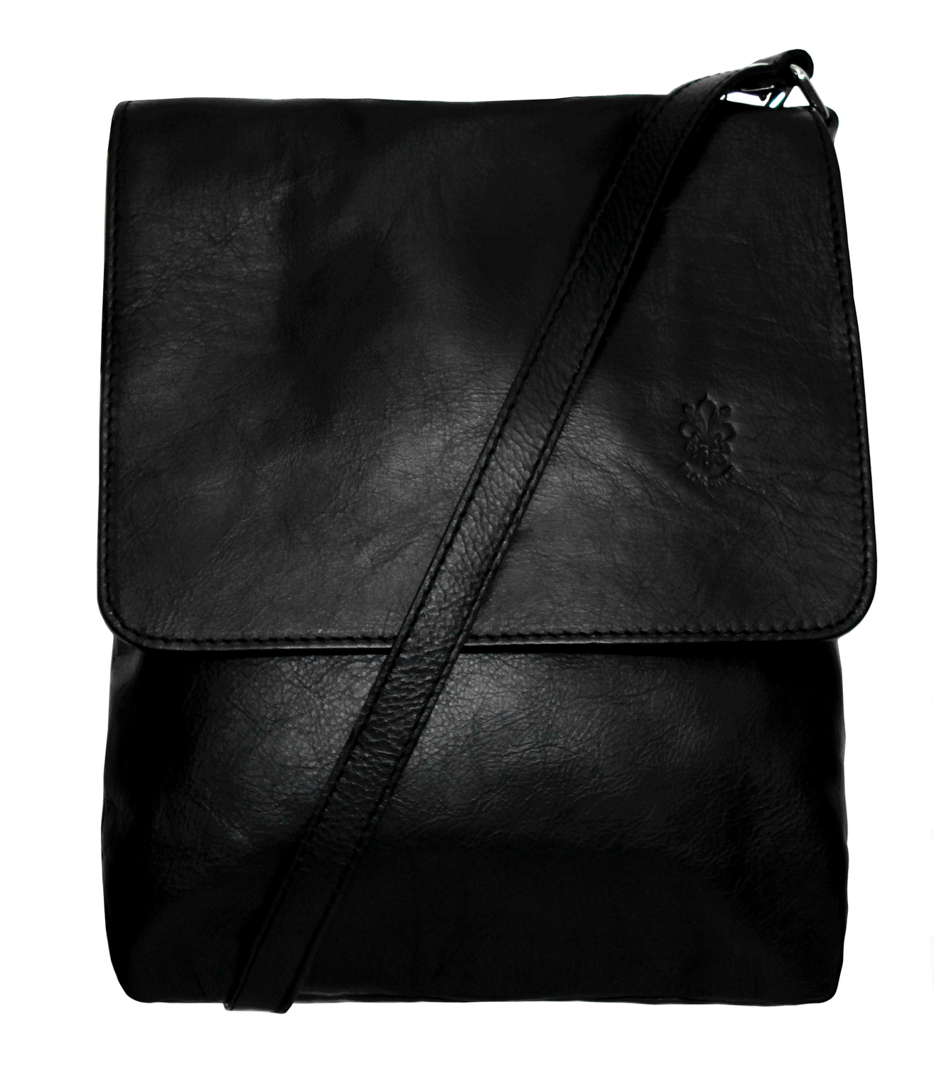 Black Small Soft Leather Messenger Bag 