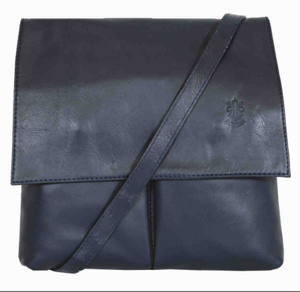 Navy Soft Leather Messenger Bag