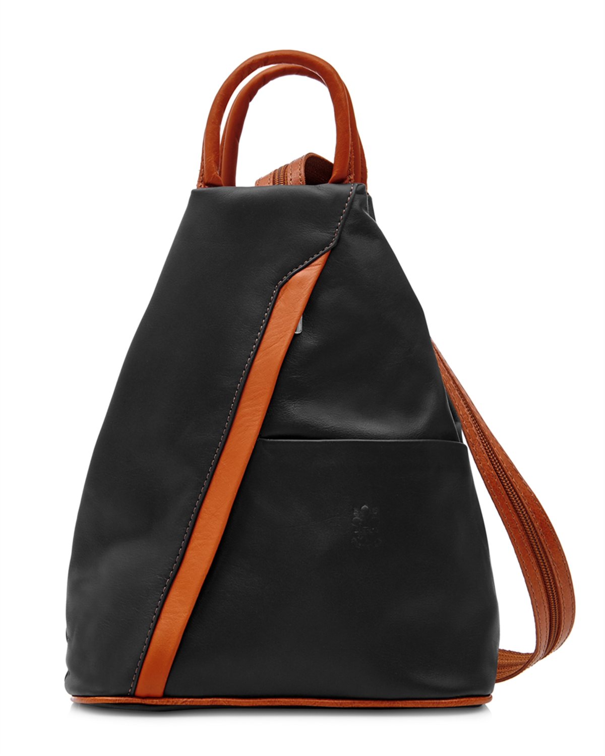 Black Body With Tan Trim Soft Leather Backpack