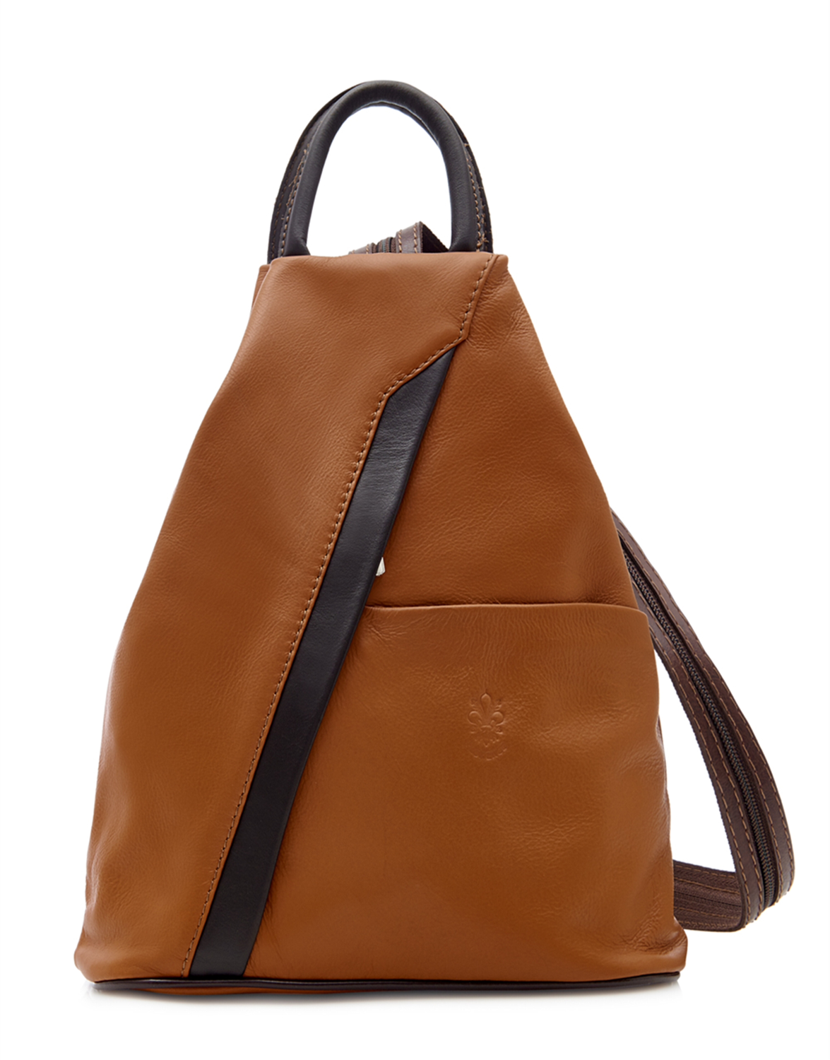 Tan With Chocolate and Dark Tan Trim Soft Leather Backpack