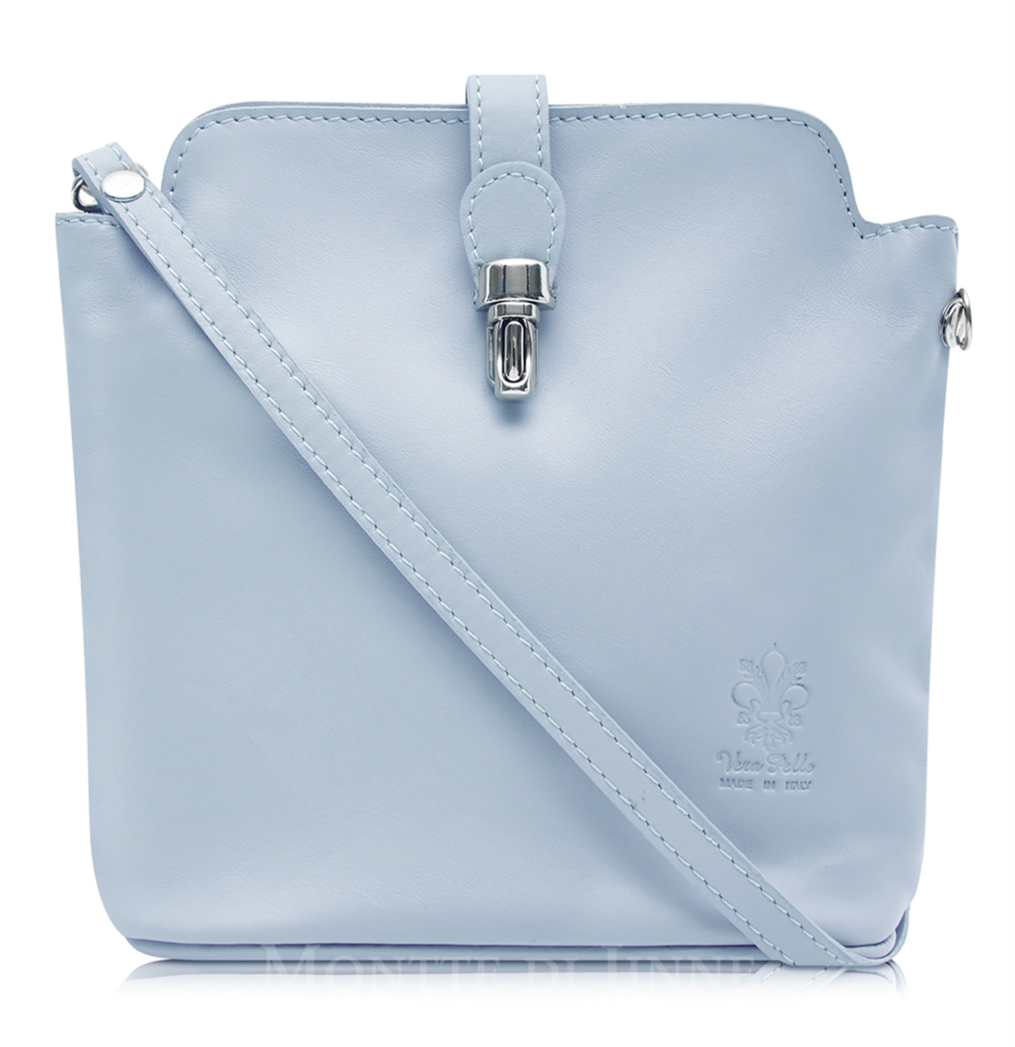 Baby Blue Soft Leather Clip Bag 