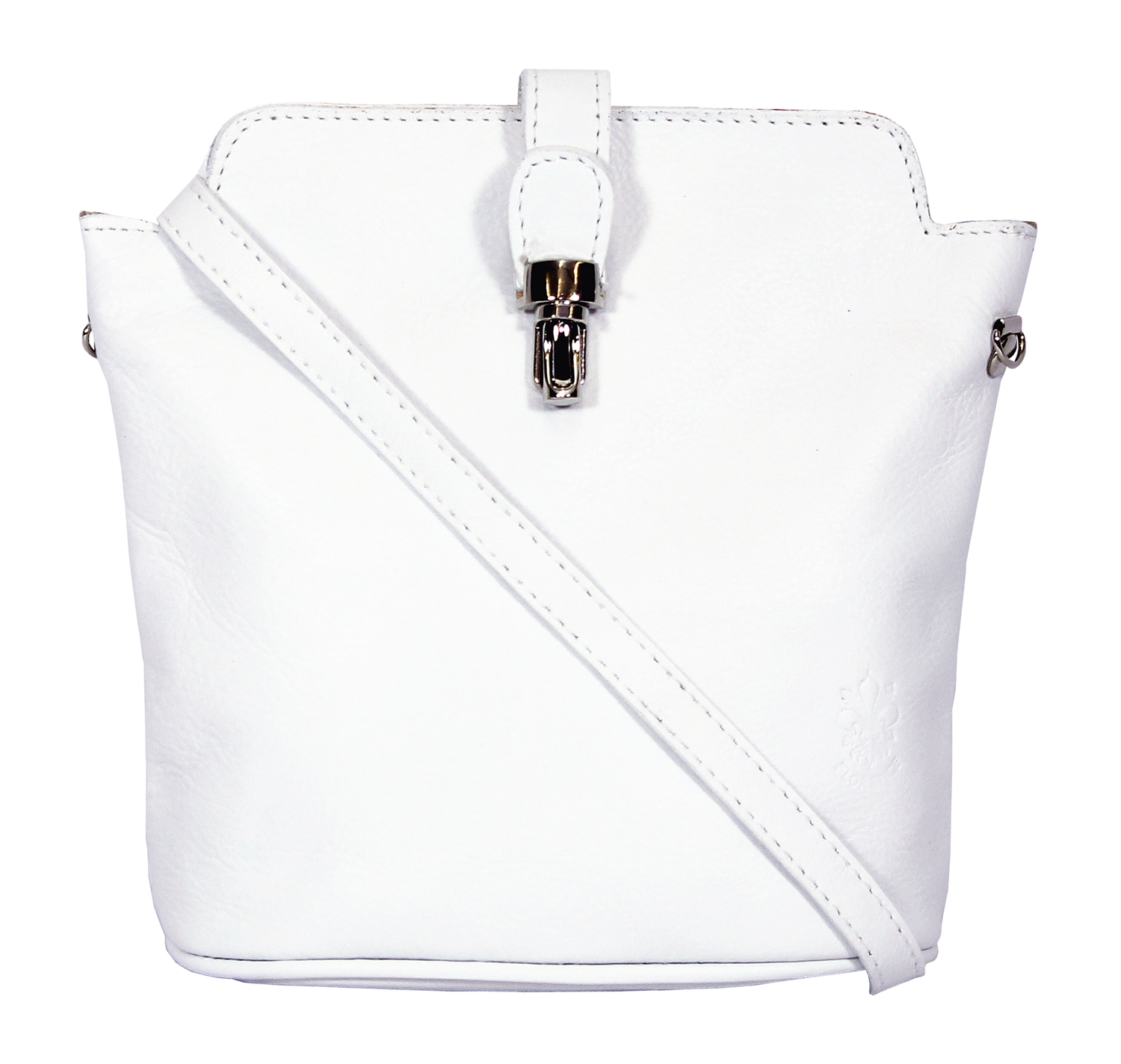 White Soft Leather Clip Bag 