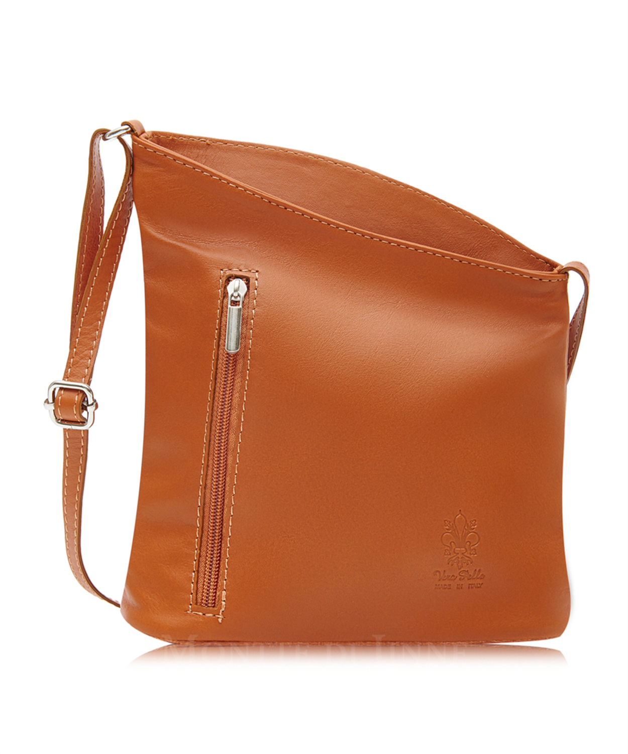 Tan Soft Leather Angled Shoulder Bag 