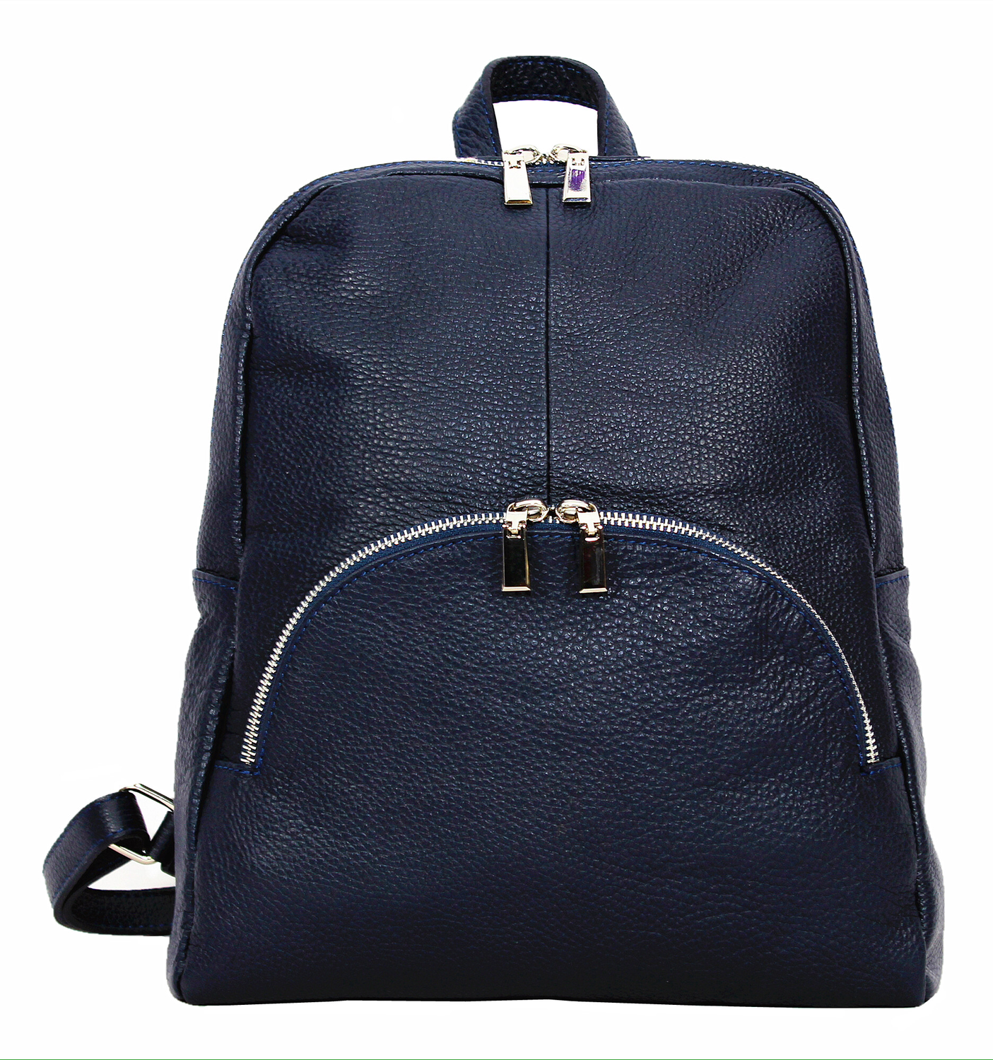Navy Textured Leather Backpack 
