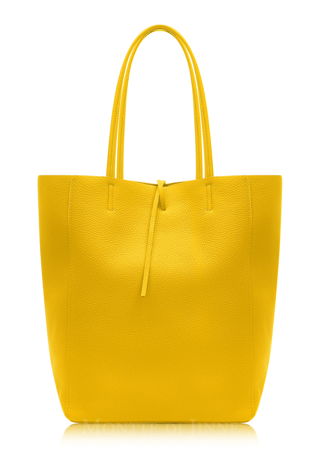 Yellow Textured Leather Shopper Bag