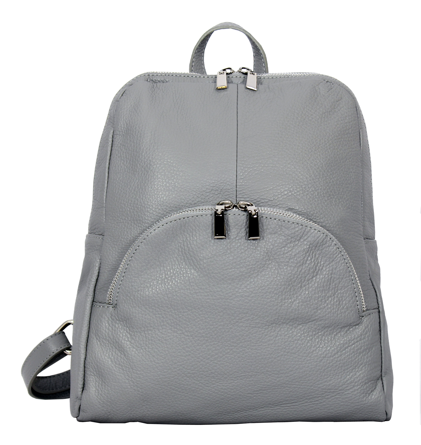 Light Grey Textured Leather Backpack 