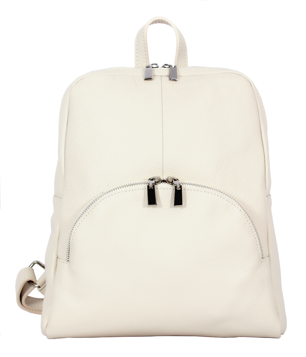 Cream Textured Leather Backpack 