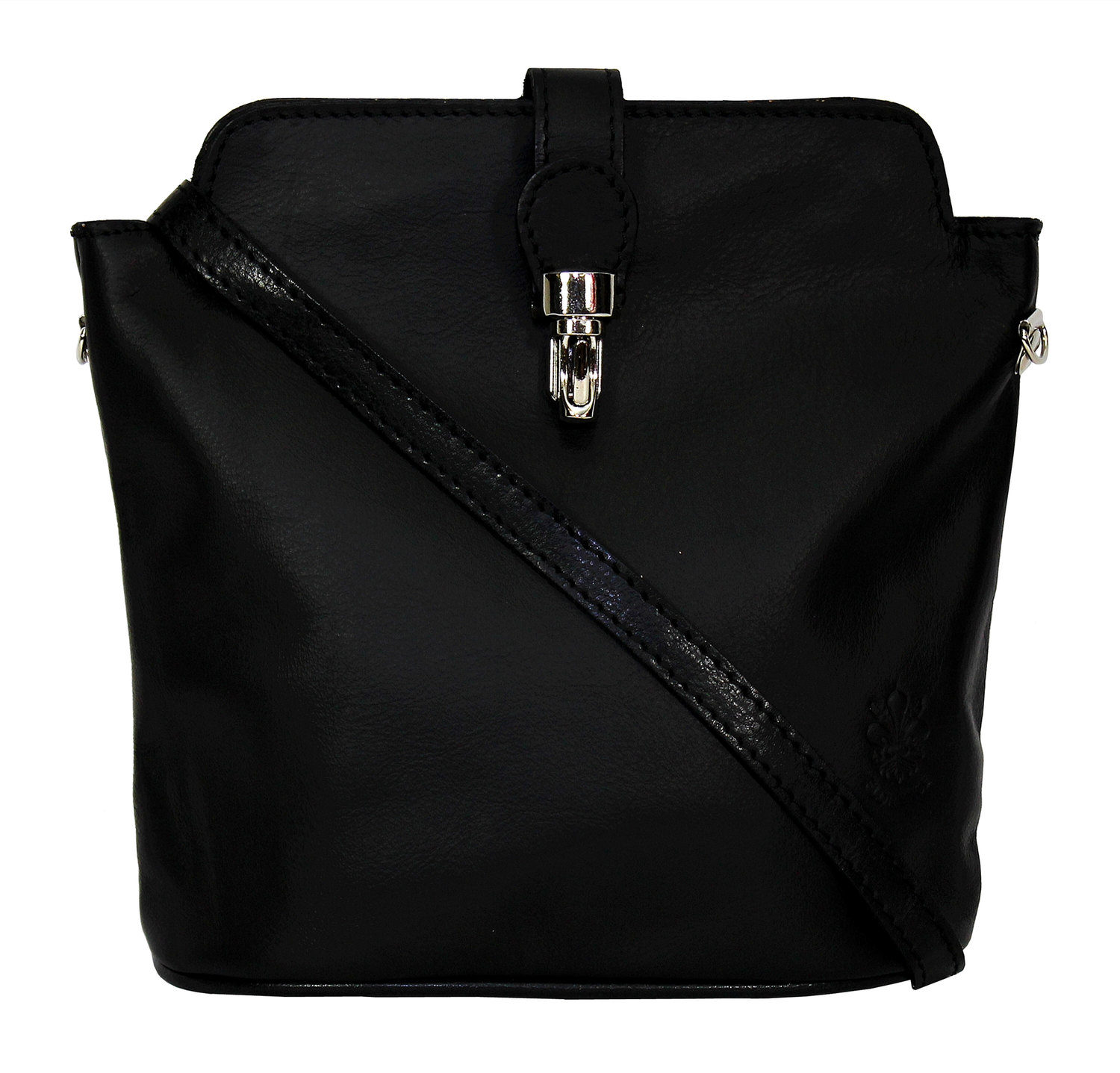 Black Soft Leather Clip Bag 
