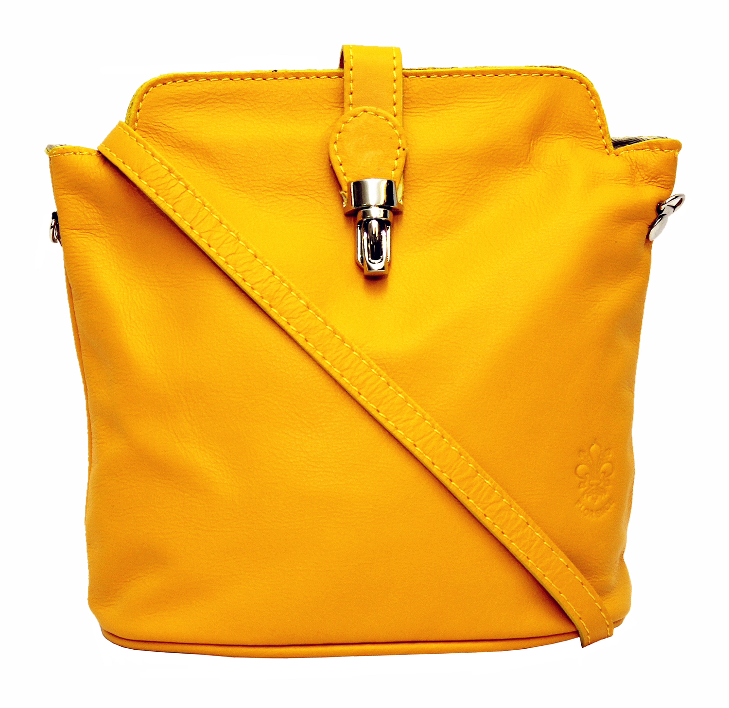 Yellow Soft Leather Clip Bag 