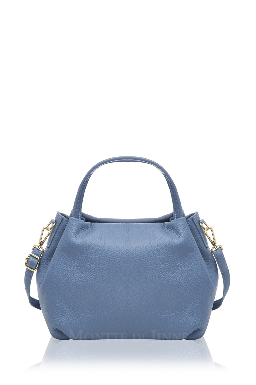 Denim Blue Textured Leather Grab Bag 