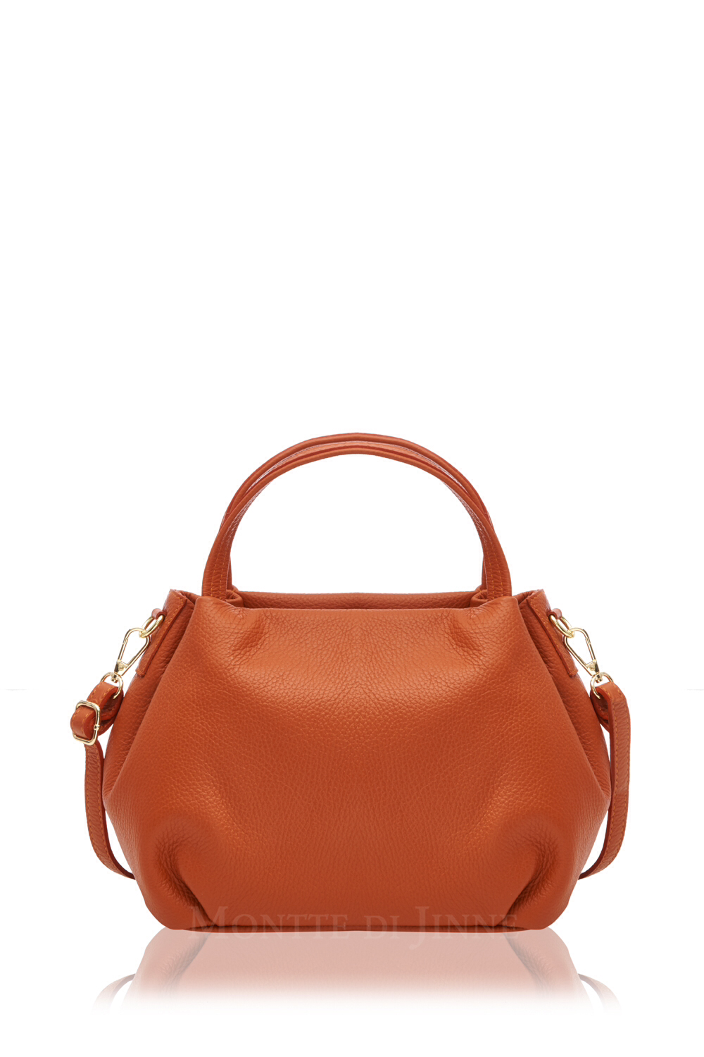 Orange Textured Leather Grab Bag 
