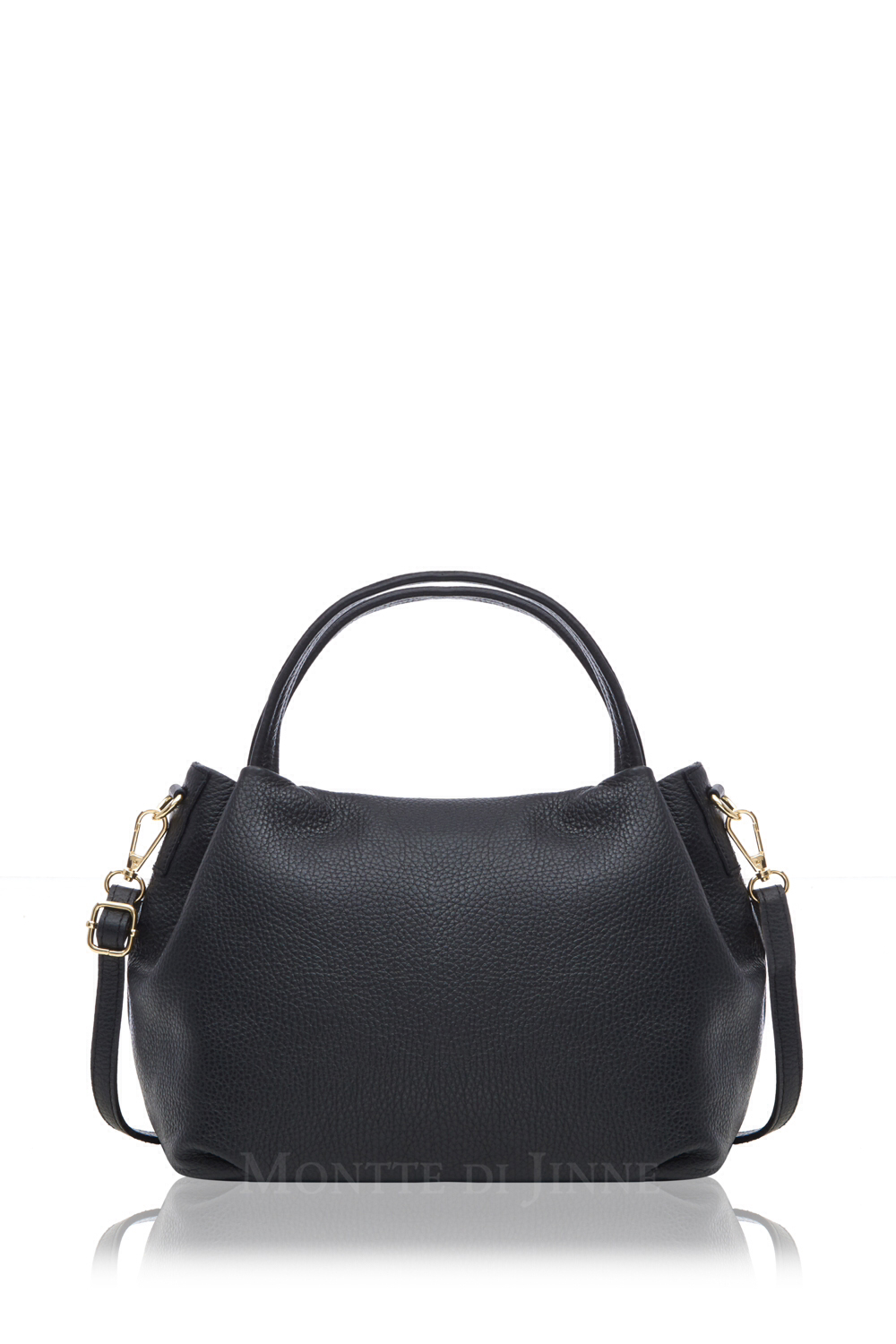 Black Textured Leather Grab Bag 