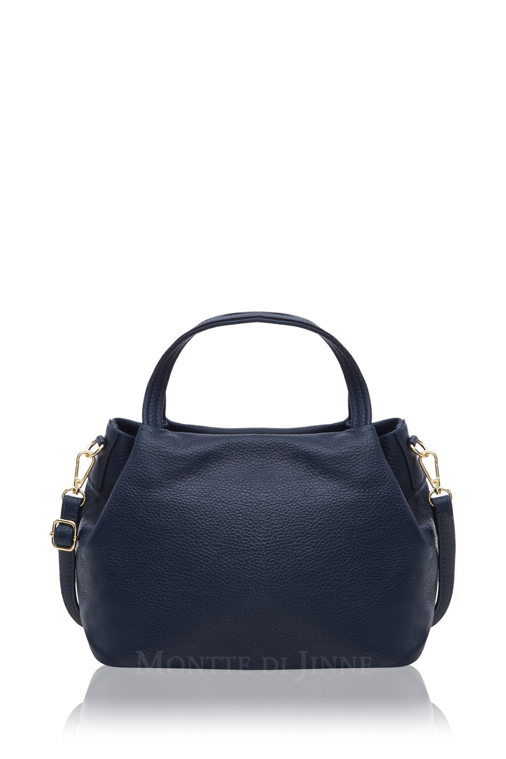 Navy Textured Leather Grab Bag 