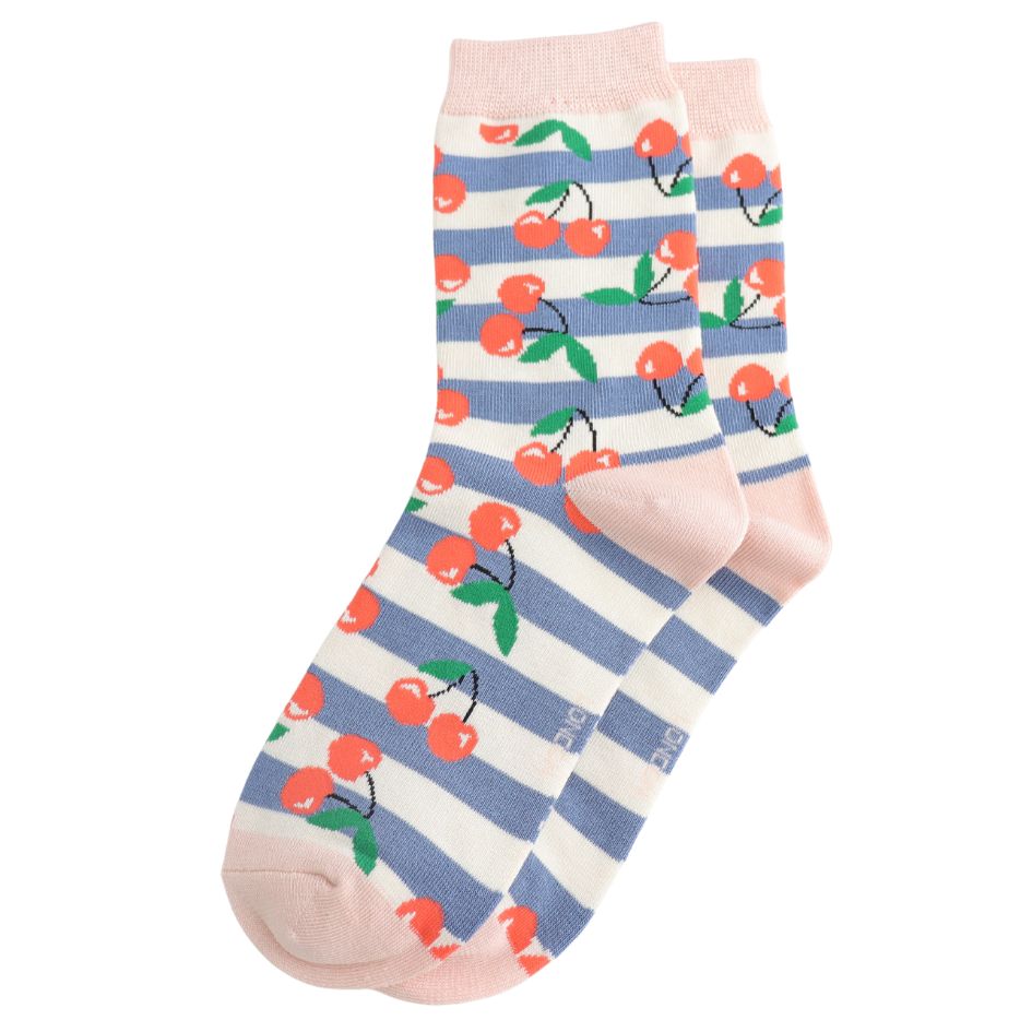 Cherry Stripe Bamboo Socks