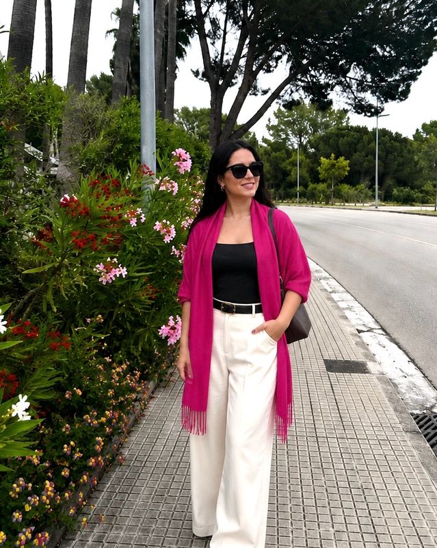 Medium Weight Plain Scarf - Fuchsia Pink
