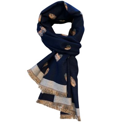 SPECIAL OFFER - Medium Weight Navy Faded Heart Scarf