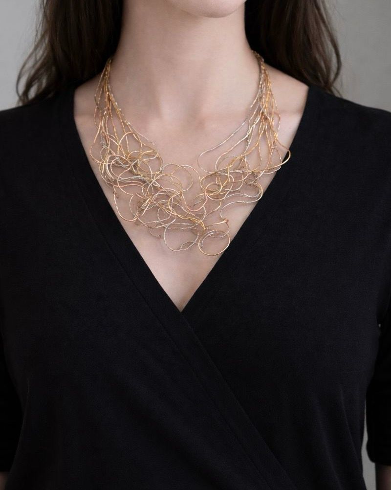 Statement Necklace - Silver, Gold And Rose